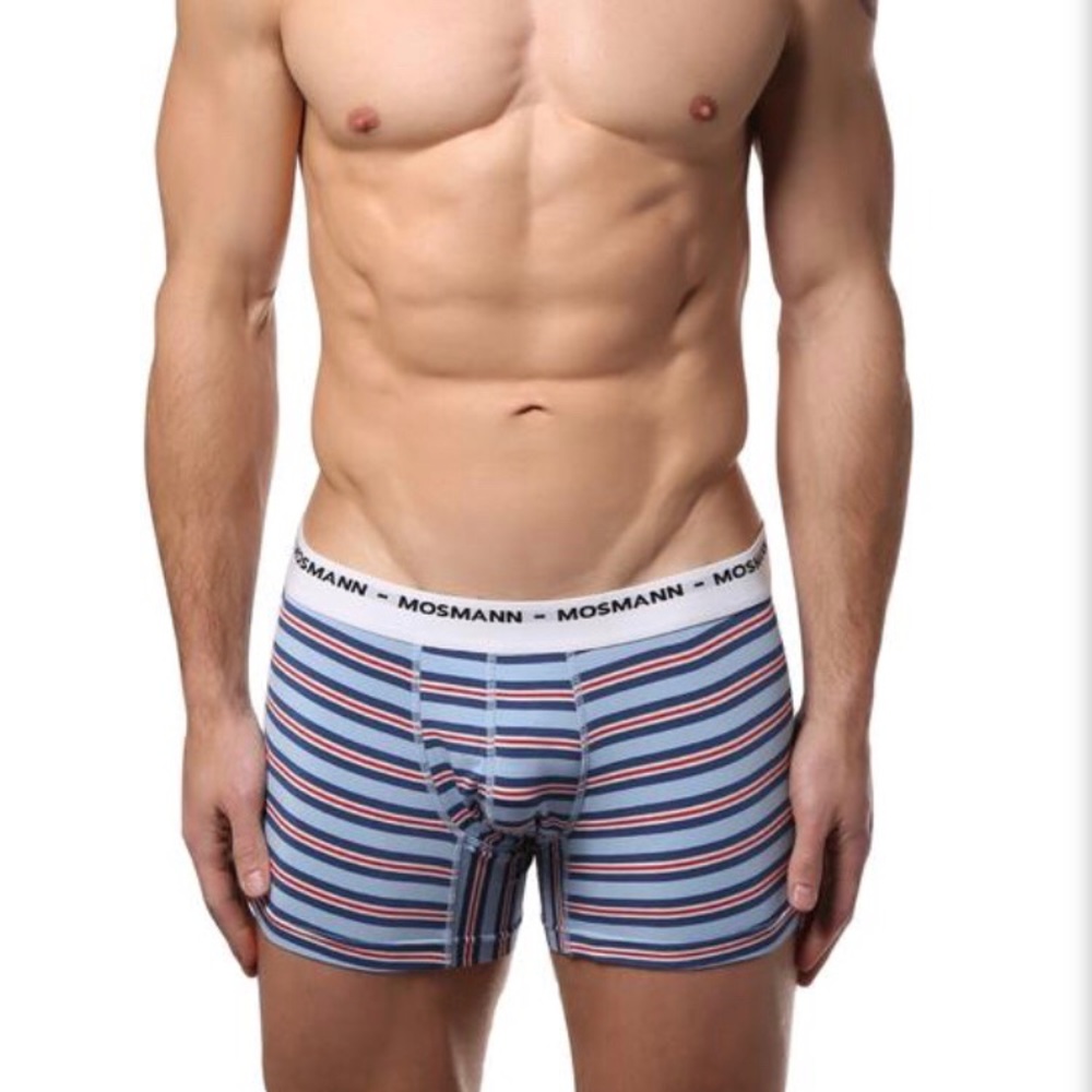 Mosmann Light Blue Multi Stripe BAMBOO Bóxer Brief